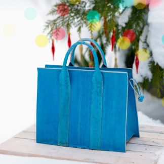 Большая кожаная женская сумка синяя KARL купить, mrsbag
